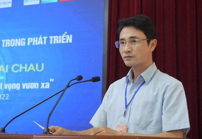 Ông Hà Trọng Hải, Phó Chủ tịch UBND tỉnh Lai Châu phát biểu tại Techfest 2022. Ảnh: T.L.